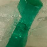 Beryl (variety emerald), Calcite<br />La Pita mining district, Polveros Mine, Municipio Maripí, Western Emerald Belt, Boyacá Department, Colombia<br />90x60x65mm, xl=16mm<br /> (Author: Fiebre Verde)