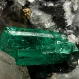 Beryl (variety emerald), Calcite, Pyrite<br />La Pita mining district, Municipio Maripí, Western Emerald Belt, Boyacá Department, Colombia<br />54x36x60mm, xl=8mm<br /> (Author: Fiebre Verde)