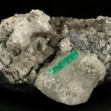 Beryl (variety emerald), Calcite, Pyrite, Quartz<br />Muzo mining district, Western Emerald Belt, Boyacá Department, Colombia<br />105x65x60mm, xl=24mm<br /> (Author: Fiebre Verde)