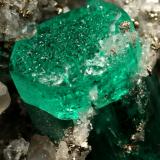 Beryl (variety emerald), Calcite, Pyrite, Albite (variety cleavelandite)<br />Chivor mining district, Municipio Chivor, Eastern Emerald Belt, Boyacá Department, Colombia<br />70x46x34mm, main xl=18mm<br /> (Author: Fiebre Verde)