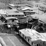 the most infamous collapse:
Prison "culture" house and kitchen disappeared with two prisoners, 1-4-1962, 1:10AM, nobody saw them again. Prison was later moved 1km away.

Here is a collapse in 2014.
http://img15.rajce.idnes.cz/d1501/10/10477/10477549_ef9b975a424c23d4e55b8dc9db0c2349/images/DSC_0009.jpg
... and is still growing. (Author: Psax)