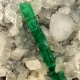 Beryl (variety emerald), Calcite<br />Muzo mining district, Western Emerald Belt, Boyacá Department, Colombia<br />130x80x150mm, xl=53mm<br /> (Author: Fiebre Verde)