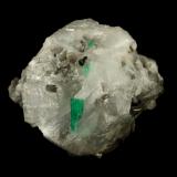 Beryl (variety emerald), Calcite<br />Coscuez mining district, Municipio San Pablo de Borbur, Western Emerald Belt, Boyacá Department, Colombia<br />54x34x50mm, both xls=13mm<br /> (Author: Fiebre Verde)