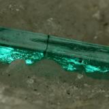 Beryl (variety emerald), Calcite<br />La Pita mining district, Polveros Mine, Municipio Maripí, Western Emerald Belt, Boyacá Department, Colombia<br />75x44x39mm, xl=22mm (combined size)<br /> (Author: Fiebre Verde)