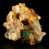 Beryl (variety emerald), Quartz<br />Kamar Safed outcrop (Kamar Saphed), Khenj emerald area,, Khenj District, Panjshir Province, Afghanistan<br />47x43x46mm - xls=11mm/16mm<br /> (Author: Fiebre Verde)