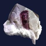 Elbaite on Quartz (var. smoky quartz)<br />Malkhan (Malchan), Krasnyi Chikoy, Zabaykalsky Krai, Russia<br />75 x 67 x 65 mm<br /> (Author: GneissWare)