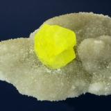 Sulfur on Aragonite<br />Agrigento (Girgenti) Province, Sicily, Italy<br />85 x 60 x 31 mm<br /> (Author: GneissWare)