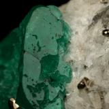 Beryl (variety emerald), Calcite, Pyrite<br />Chivor mining district, Municipio Chivor, Eastern Emerald Belt, Boyacá Department, Colombia<br />29x18x39mm, xl=24mm<br /> (Author: Fiebre Verde)