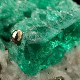 Beryl (variety emerald), Calcite, Pyrite<br />Chivor mining district, Municipio Chivor, Eastern Emerald Belt, Boyacá Department, Colombia<br />29x18x39mm, xl=24mm<br /> (Author: Fiebre Verde)