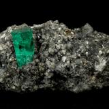 Beryl (variety emerald), Calcite, Pyrite<br />Muzo mining district, Western Emerald Belt, Boyacá Department, Colombia<br />59x34x28mm, xl=15mm<br /> (Author: Fiebre Verde)