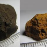 Limonita y ocre (mezcla de óxidos e hidróxidos)
Complejo de Troodos, Chipre
Aunque estos materiales no son rocas ígneas, los incluyo aquí para mostrar la serie completa. (Autor: prcantos)