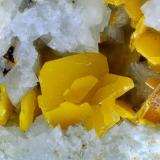 WulfenitaLabores mineras del paraje Matagallar, Coín, Comarca Valle del Guadalhorce, Málaga, Andalucía, EspañaCampo de visión de 7 mm (Autor: Antonio Carmona)