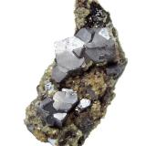 Galena, fluorite, sphaleriteBeihilfe Mine, Halsbrücke, Freiberg District, Erzgebirgskreis, Saxony/Sachsen, GermanySpecimen size 4 cm, largest crystal 7 mm (Author: Tobi)