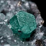 Beryl (variety emerald), Calcite, Pyrite<br />Coscuez mining district, Municipio San Pablo de Borbur, Western Emerald Belt, Boyacá Department, Colombia<br />38x35x38mm, xl=5x5mm<br /> (Author: Fiebre Verde)