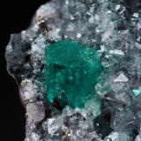 Beryl (variety emerald), Calcite, Pyrite<br />Coscuez mining district, Municipio San Pablo de Borbur, Western Emerald Belt, Boyacá Department, Colombia<br />38x35x38mm, xl=5x5mm<br /> (Author: Fiebre Verde)