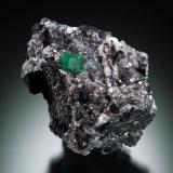 Beryl (variety emerald), Calcite, Pyrite<br />Coscuez mining district, Municipio San Pablo de Borbur, Western Emerald Belt, Boyacá Department, Colombia<br />38x35x38mm, xl=5x5mm<br /> (Author: Fiebre Verde)