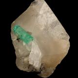 Beryl (variety emerald), Calcite<br />La Pita mining district, Polveros Mine, Municipio Maripí, Western Emerald Belt, Boyacá Department, Colombia<br />49x35x19mm, xl=14x5mm<br /> (Author: Fiebre Verde)