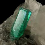 Beryl (variety emerald), Calcite, Pyrite<br />La Pita mining district, Cunas Mine, Municipio Maripí, Western Emerald Belt, Boyacá Department, Colombia<br />26x17x30mm, xl=9x2mm<br /> (Author: Fiebre Verde)