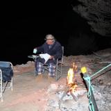 Photo 6. Rough Old Miner hugging the camp fire in winter night outfit complete with mine ugg boots.  You can see why we get so few visitors. (Author: crocoite)