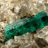 Beryl (variety emerald), Dolomite, Pyrite<br />Chivor mining district, San Gregorio Mine, Municipio Chivor, Eastern Emerald Belt, Boyacá Department, Colombia<br />30x29x41mm, main xl=10mm<br /> (Author: Fiebre Verde)