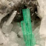 Beryl (variety emerald), Calcite<br />Coscuez mining district, Municipio San Pablo de Borbur, Western Emerald Belt, Boyacá Department, Colombia<br />51x46x46mm, cluster=20mm<br /> (Author: Fiebre Verde)