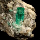 Beryl (variety emerald), Calcite<br />Coscuez mining district, Municipio San Pablo de Borbur, Western Emerald Belt, Boyacá Department, Colombia<br />30x49x29mm, xl=9x4mm<br /> (Author: Fiebre Verde)