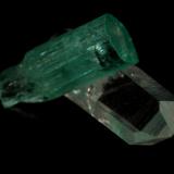 Beryl (variety emerald), Quartz<br />Muzo mining district, Western Emerald Belt, Boyacá Department, Colombia<br />Beryl=9mm  Quartz=13mm<br /> (Author: Fiebre Verde)