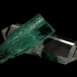 Beryl (variety emerald), Quartz<br />Muzo mining district, Western Emerald Belt, Boyacá Department, Colombia<br />Beryl=9mm  Quartz=13mm<br /> (Author: Fiebre Verde)
