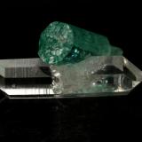 Beryl (variety emerald), Quartz<br />Muzo mining district, Western Emerald Belt, Boyacá Department, Colombia<br />Beryl=9mm  Quartz=13mm<br /> (Author: Fiebre Verde)