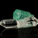 Beryl (variety emerald), Quartz<br />Muzo mining district, Western Emerald Belt, Boyacá Department, Colombia<br />Beryl=9mm  Quartz=13mm<br /> (Author: Fiebre Verde)