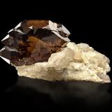 Quartz (variety smoky quartz) on Calcite<br />Aiguille de Talèfre, Mont Blanc Massif, Chamonix, Haute-Savoie, Auvergne-Rhône-Alpes, France<br />16,0 	x	10,0	x	7,0	cm<br /> (Author: MIM Museum)