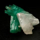 Beryl (variety emerald), Calcite<br />Coscuez mining district, Municipio San Pablo de Borbur, Western Emerald Belt, Boyacá Department, Colombia<br />Beryl xls=12mm (aggregate) & 9mm<br /> (Author: Fiebre Verde)