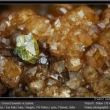 Grossular variety hessonite (Garnet Group) and Epidote<br />Falin Lake, Usseglio, Val di Viù / Viù Valley, Lanzo Valleys (Valli di Lanzo), Metropolitan City of Turin Province, Piedmont (Piemonte), Italy<br />fov 4.5 mm<br /> (Author: ploum)