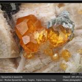 Spessartine and Muscovite<br />Wushan Spessartine prospects, Tongbei, Yunxiao, Zhangzhou Prefecture, Fujian Province, China<br />fov 9 mm<br /> (Author: ploum)