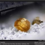 JoaquiniteCalifornia State Gem Mine (Benitoite Gem Mine), San Benito River headwaters area, Santa Rita Peak, New Idria District, San Benito County, California, USAfov 1 mm (Author: ploum)