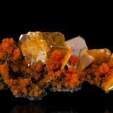 Wulfenite with Mimetite<br />San Francisco Mine, Cerro Prieto, Cucurpe, Municipio Cucurpe, Sonora, Mexico<br />9,0	x	4,5	x	3,5	cm<br /> (Author: MIM Museum)