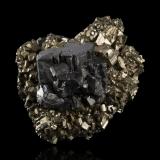 Bournonite on PyriteNoche Buena Mine, Noche Buena, Municipio Mazapil, Zacatecas, Mexico9,0	x	7,5	x	4,5	cm (Author: MIM Museum)