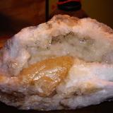 Quartz, Calcite<br />State Route 1 road cut, Woodbury, Cannon County, Tennessee, USA<br />Calcite 45x30mm. Geode 412x3in.<br /> (Author: jordanlowe1089)