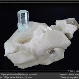 Beryl (variety aquamarine) on Feldspar and with Muscovite<br />Shigar Valley, Shigar District, Gilgit-Baltistan (Northern Areas), Pakistan<br />fov 70 mm<br /> (Author: ploum)